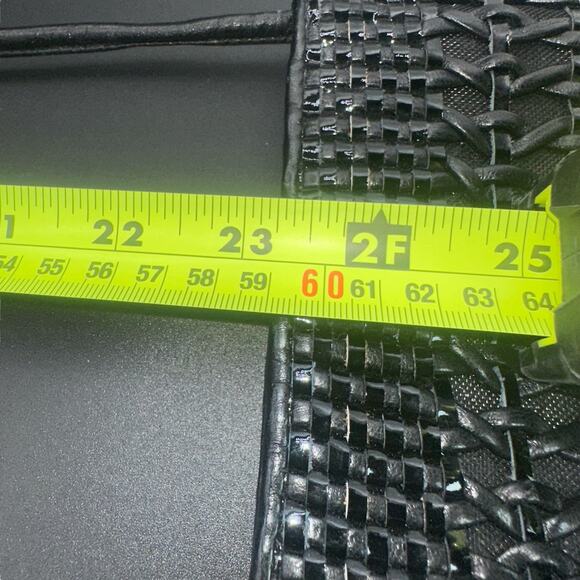 Sharif Woven Leather Crossbody Bag Black Made in USA Boho Vintage - Picture 8 of 8